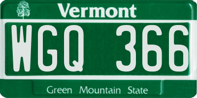 VT license plate WGQ366