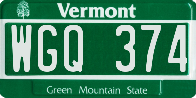 VT license plate WGQ374