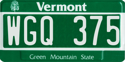 VT license plate WGQ375