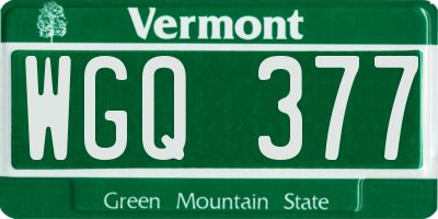 VT license plate WGQ377
