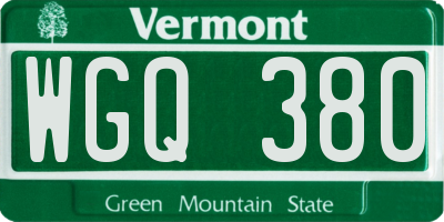 VT license plate WGQ380