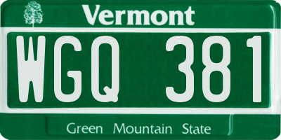 VT license plate WGQ381