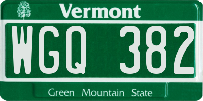 VT license plate WGQ382
