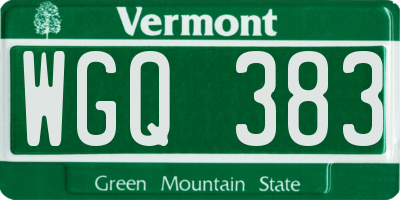 VT license plate WGQ383