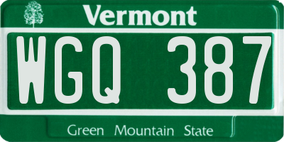 VT license plate WGQ387