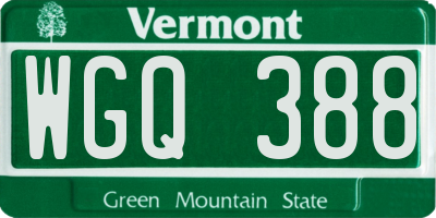 VT license plate WGQ388