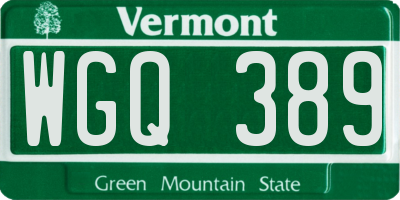 VT license plate WGQ389