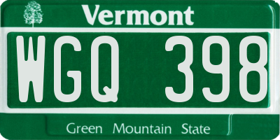 VT license plate WGQ398