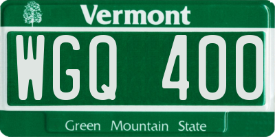 VT license plate WGQ400