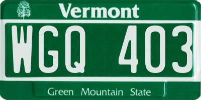 VT license plate WGQ403