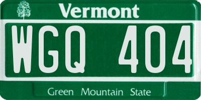 VT license plate WGQ404