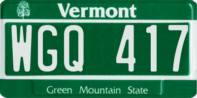 VT license plate WGQ417