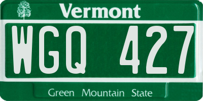 VT license plate WGQ427