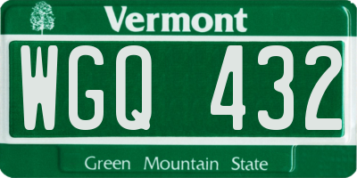 VT license plate WGQ432
