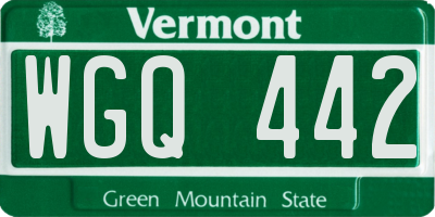 VT license plate WGQ442