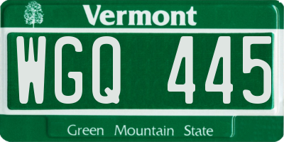 VT license plate WGQ445