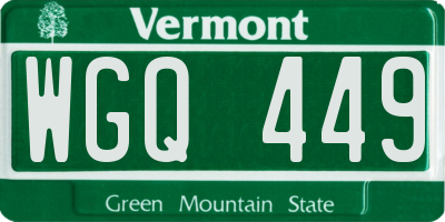VT license plate WGQ449