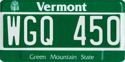 VT license plate WGQ450