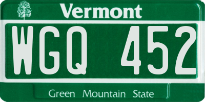 VT license plate WGQ452