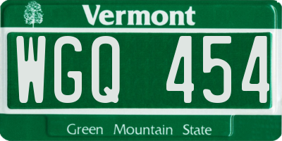 VT license plate WGQ454