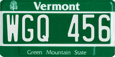 VT license plate WGQ456
