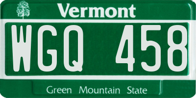 VT license plate WGQ458