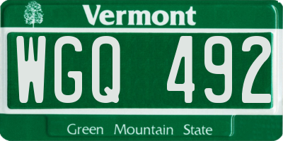 VT license plate WGQ492