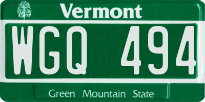 VT license plate WGQ494