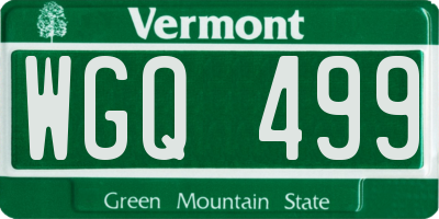 VT license plate WGQ499