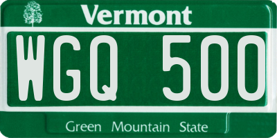 VT license plate WGQ500