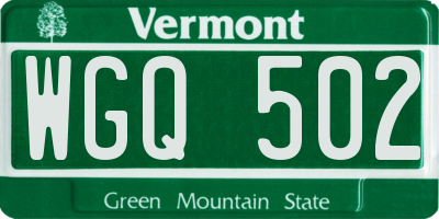 VT license plate WGQ502