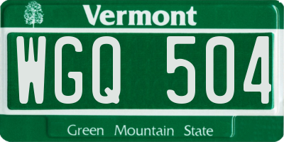 VT license plate WGQ504