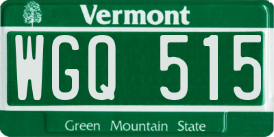 VT license plate WGQ515