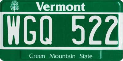 VT license plate WGQ522