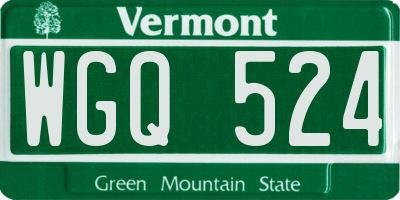 VT license plate WGQ524