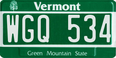 VT license plate WGQ534
