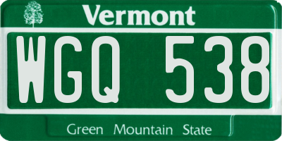 VT license plate WGQ538