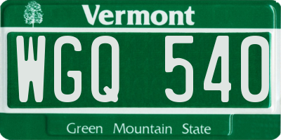 VT license plate WGQ540