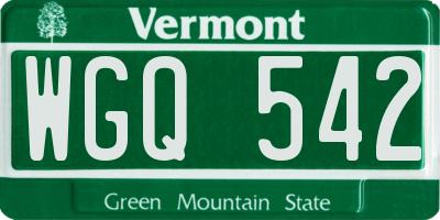 VT license plate WGQ542