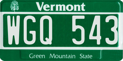 VT license plate WGQ543