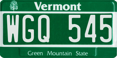 VT license plate WGQ545