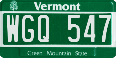 VT license plate WGQ547