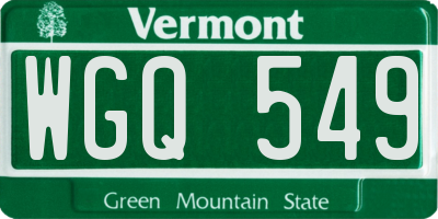 VT license plate WGQ549