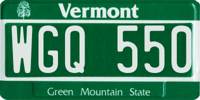 VT license plate WGQ550