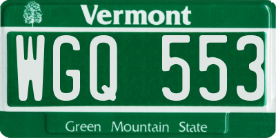 VT license plate WGQ553