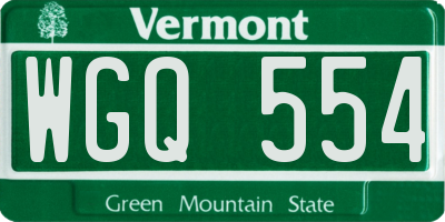 VT license plate WGQ554