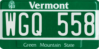 VT license plate WGQ558