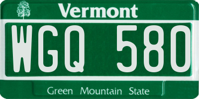 VT license plate WGQ580