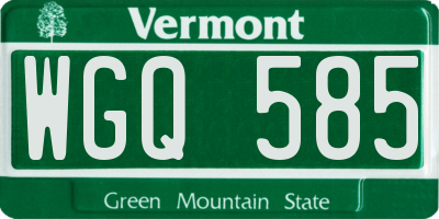 VT license plate WGQ585