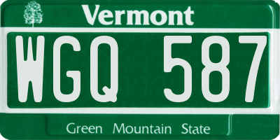 VT license plate WGQ587